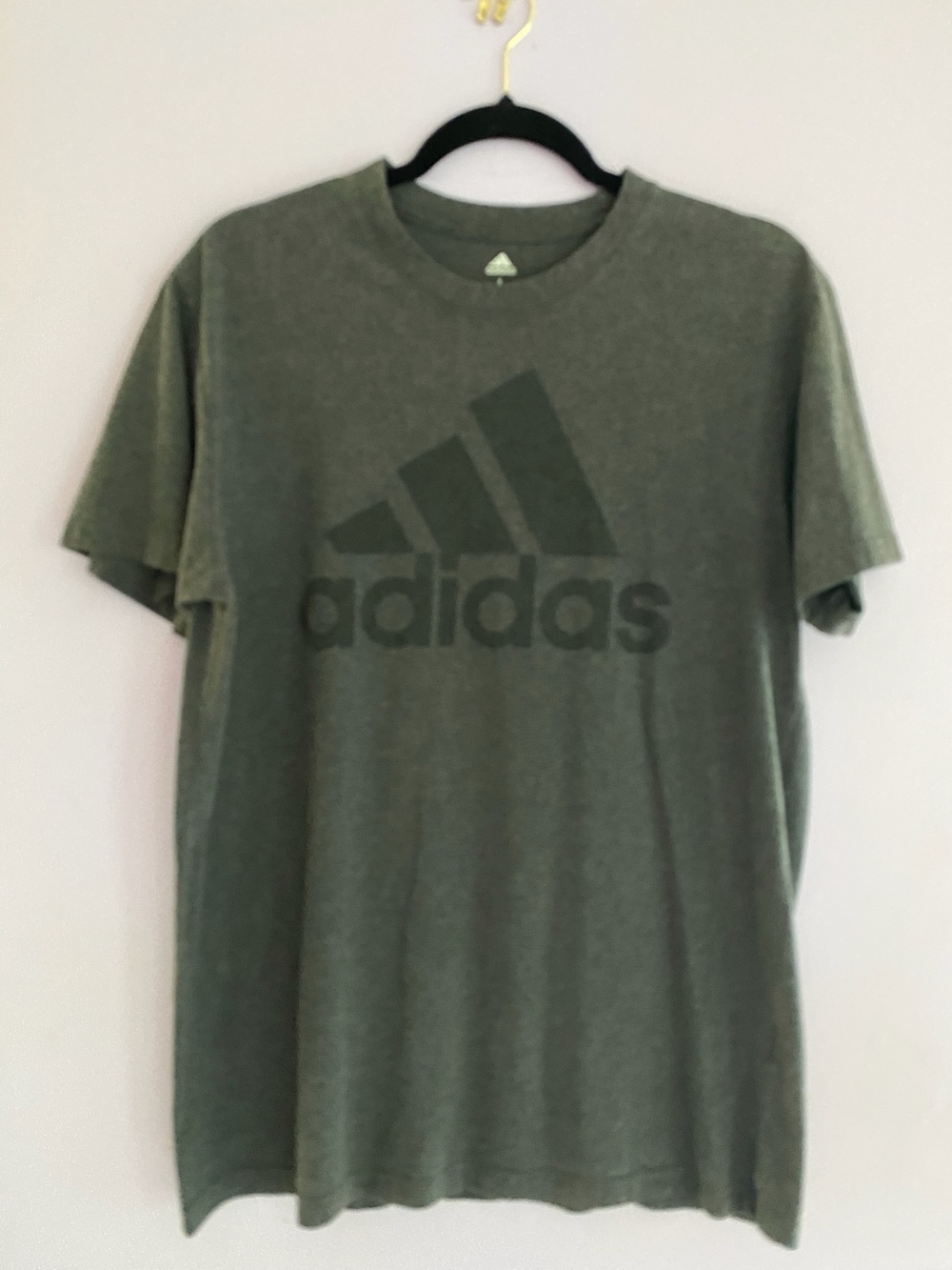 adidas Men's Short-Sleeve Tee Green 55% Cotton Size L